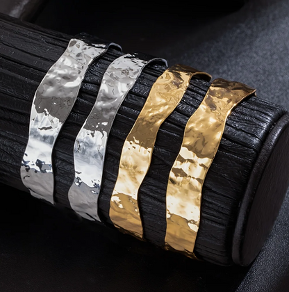 Vintage Stylish Hammered Wide Cuff Bangle Bracelet