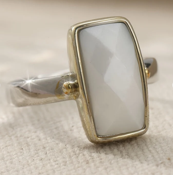 Vintage Bohemian Geometric Moonstone Ring