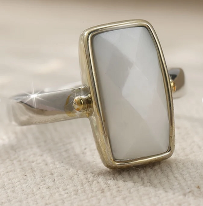 Vintage Bohemian Geometric Moonstone Ring