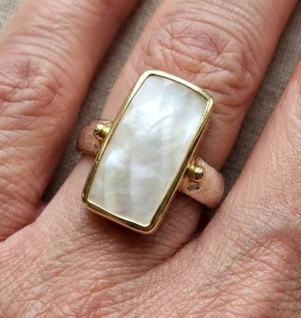 Vintage Bohemian Geometric Moonstone Ring