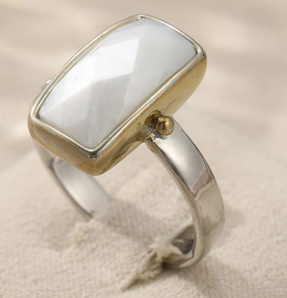 Vintage Bohemian Geometric Moonstone Ring