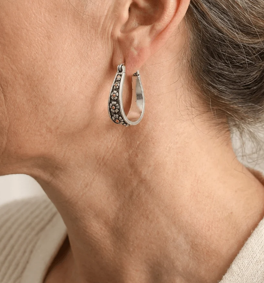 Vintage Hand-Cut Daisy Hoop Earrings