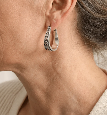 Vintage Hand-Cut Daisy Hoop Earrings