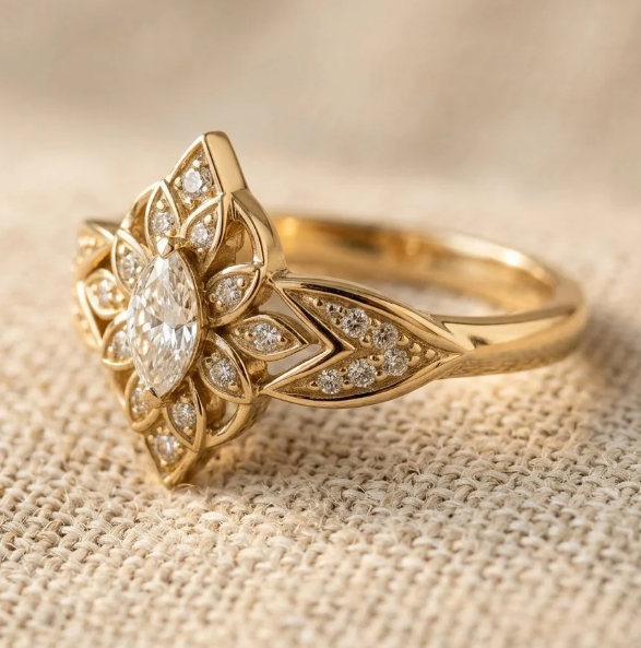 Vintage Elegant Copper Engagement Ring