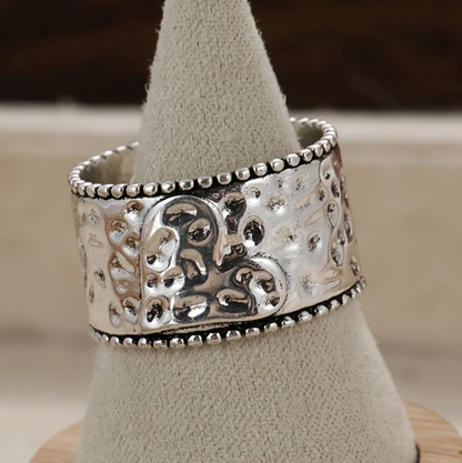 Vintage Handcrafted Silver Plated Wide Band Heart Spinner Ring