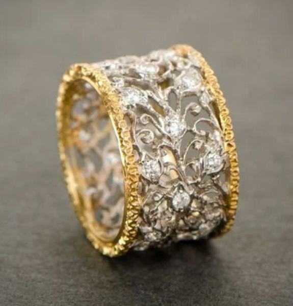 Vintage Zircon Ivy Filigree Ring