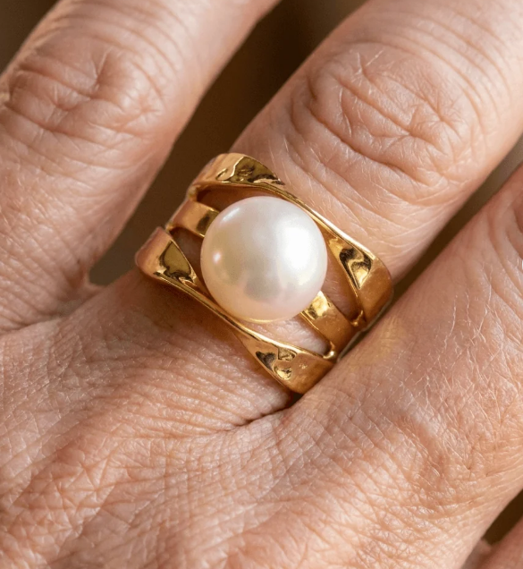 Vintage Pearl Gold Layered Ring
