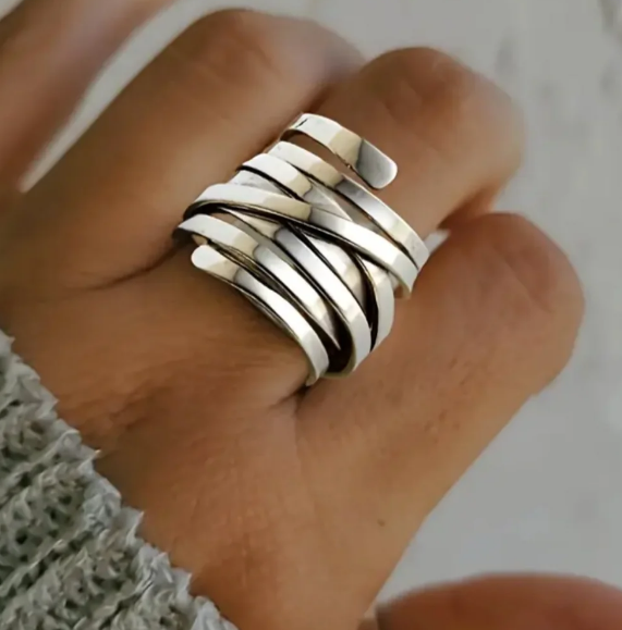 Bliss - Vintage Thick Layer Silver Ring