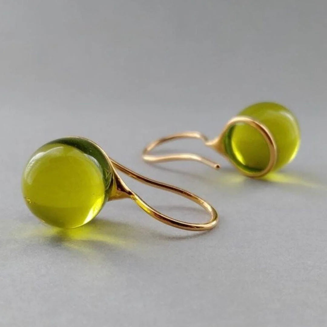 Vintage Olive Drops Crystal Earrings