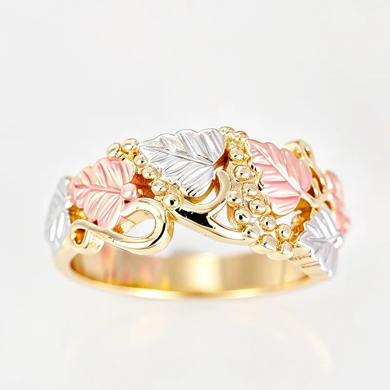 Elegant Vintage Bohemian Copper With Pink Green Ring