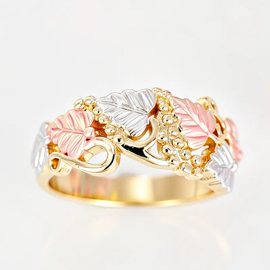 Elegant Vintage Bohemian Copper With Pink Green Ring