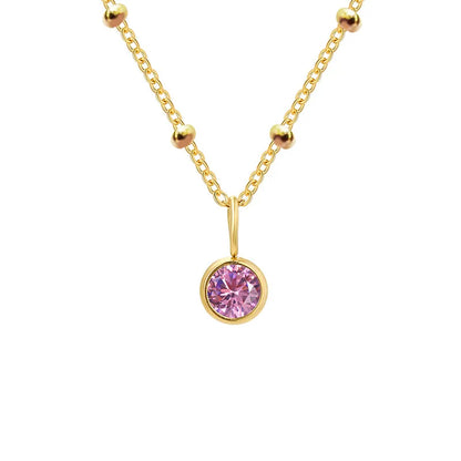 Dainty Birthstone Necklace with Beaded Chain