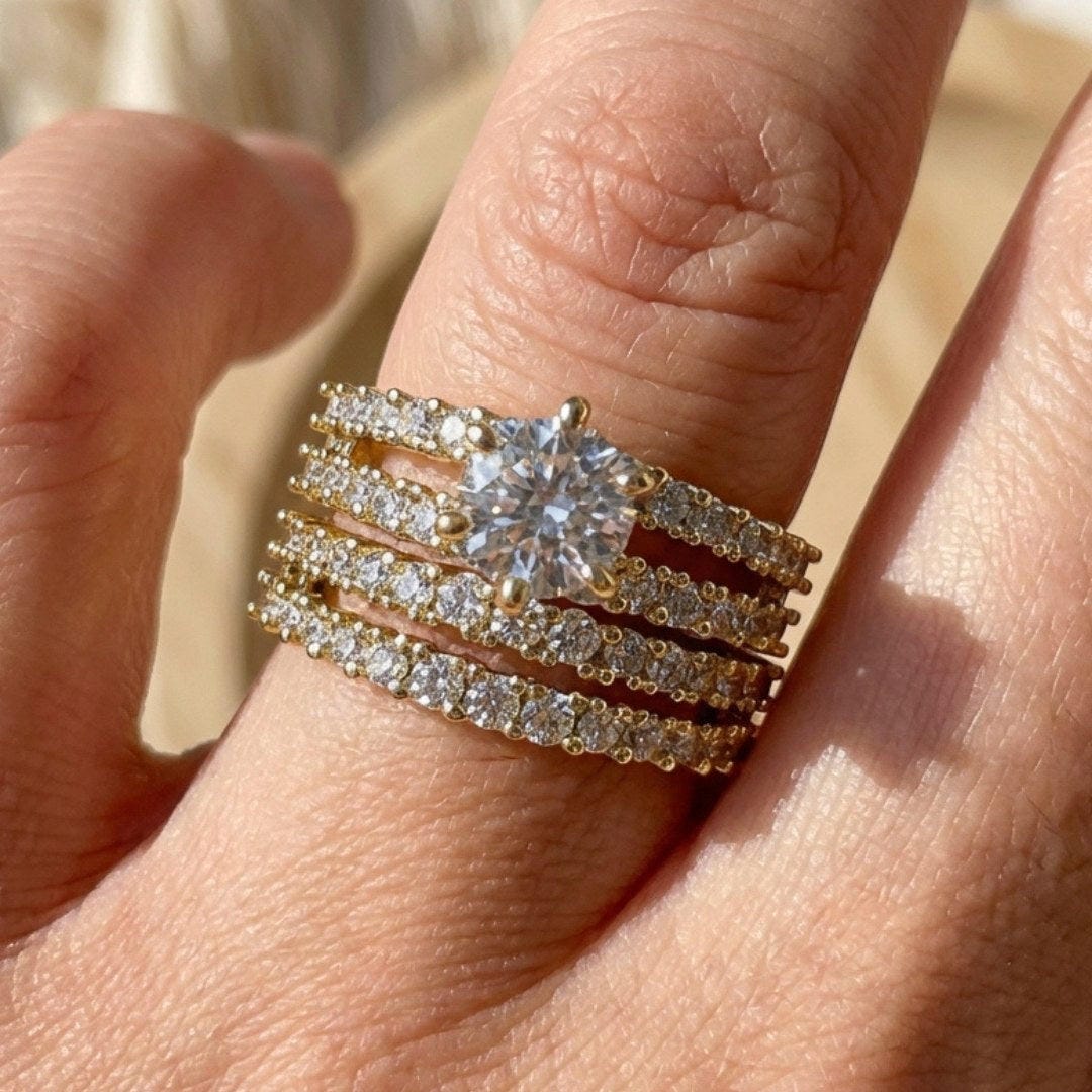 Radiant Halo Ring Set