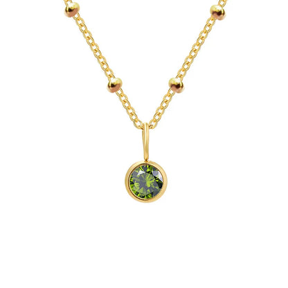 Dainty Birthstone Necklace with Beaded Chain