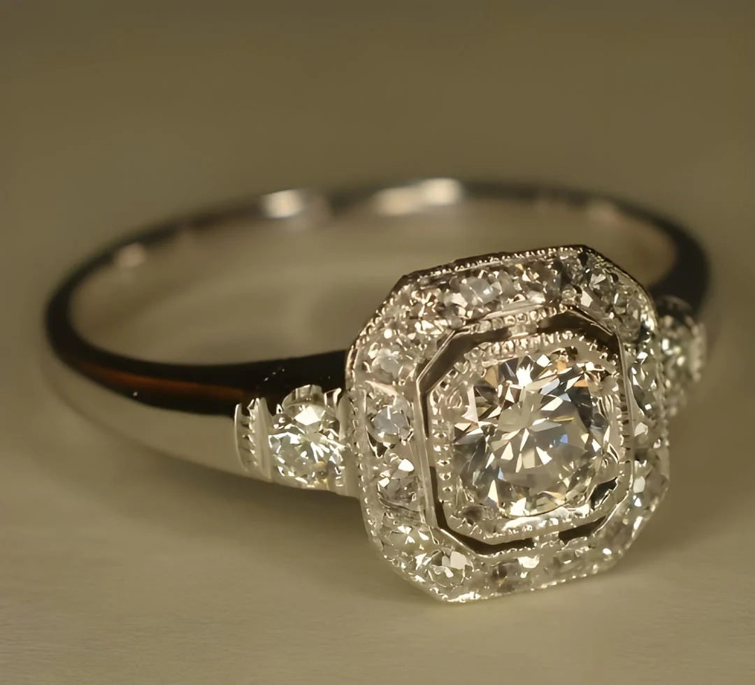 Vintage Crystalline Silver Ring