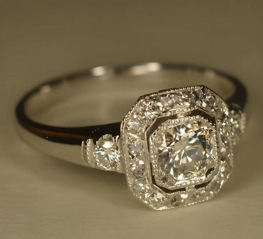 Vintage Crystalline Silver Ring