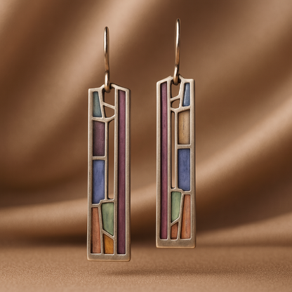 Colorful Silver Statement Earrings