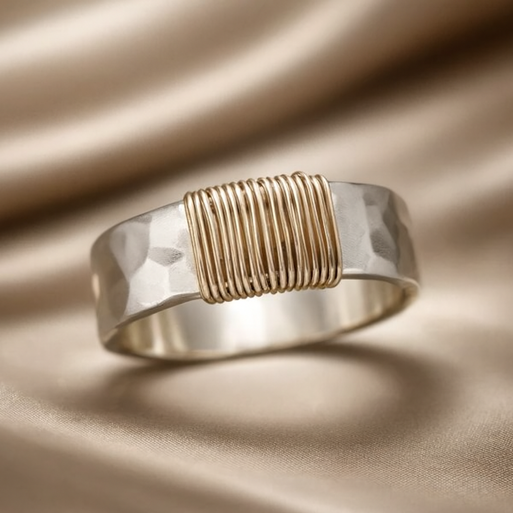 Thread Gold Rings Vintage Golden Threads Silver Ring - Timeless Luxury – Zarino Originals