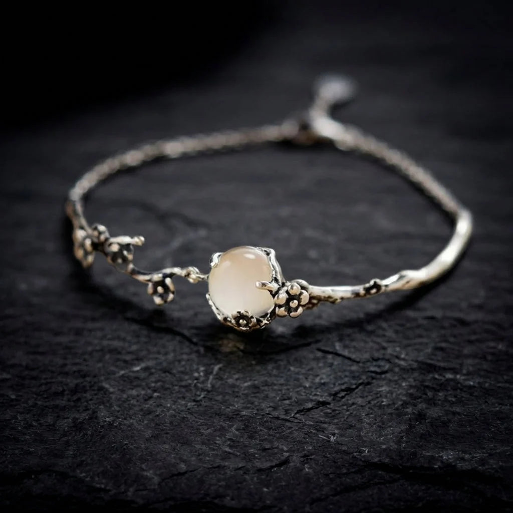 Vintage Silver Plated Floral Branch Bracelet