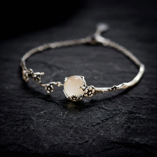 Vintage Silver Plated Floral Branch Bracelet