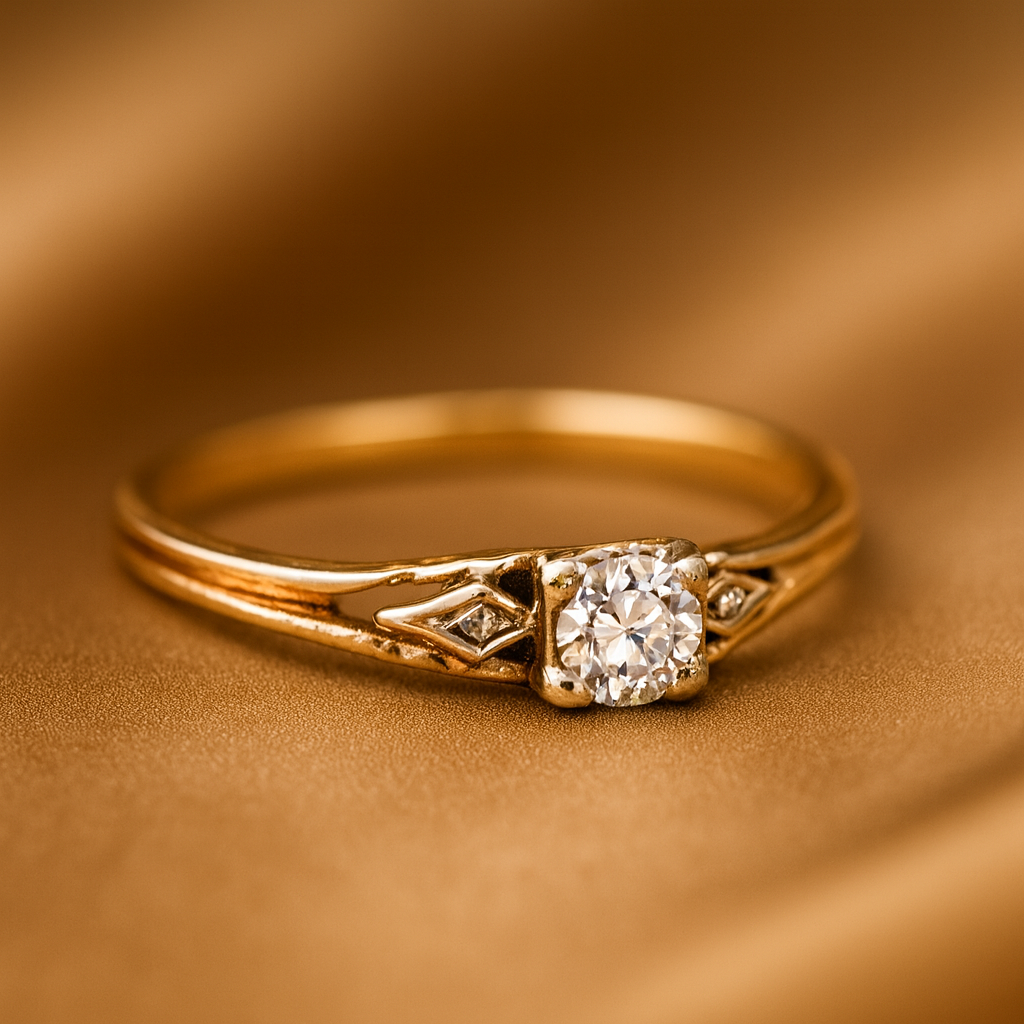 Fine Gold Rings Vintage Zirconia Fine Gold Ring - Timeless Luxury – Zarino Originals