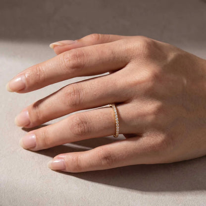 Round Cut Half Eternity Thin Wedding Ring