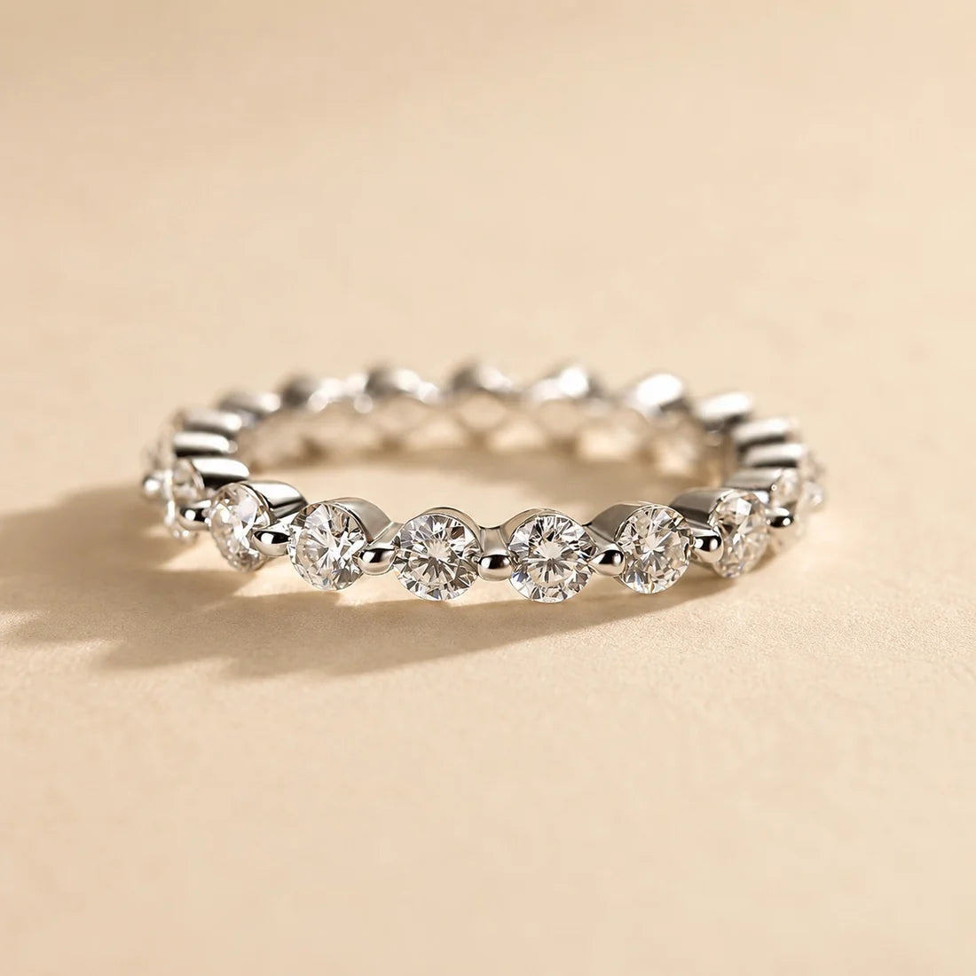 Moissanite Round Cut Eternity Wedding Band Ring