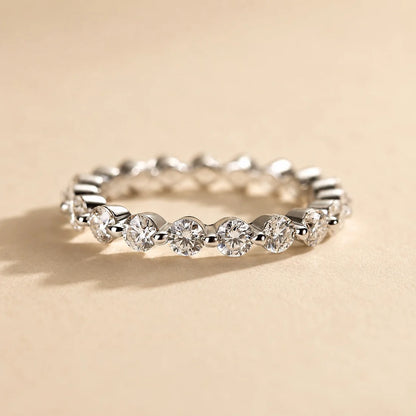 Moissanite Round Cut Eternity Wedding Band Ring