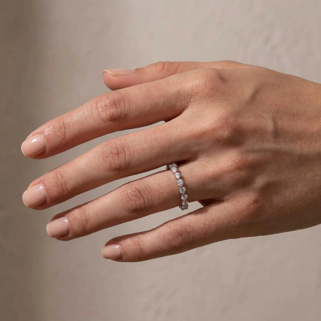 Moissanite Round Cut Eternity Wedding Band Ring