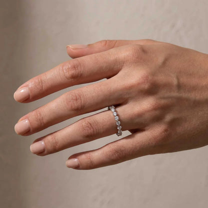 Moissanite Round Cut Eternity Wedding Band Ring
