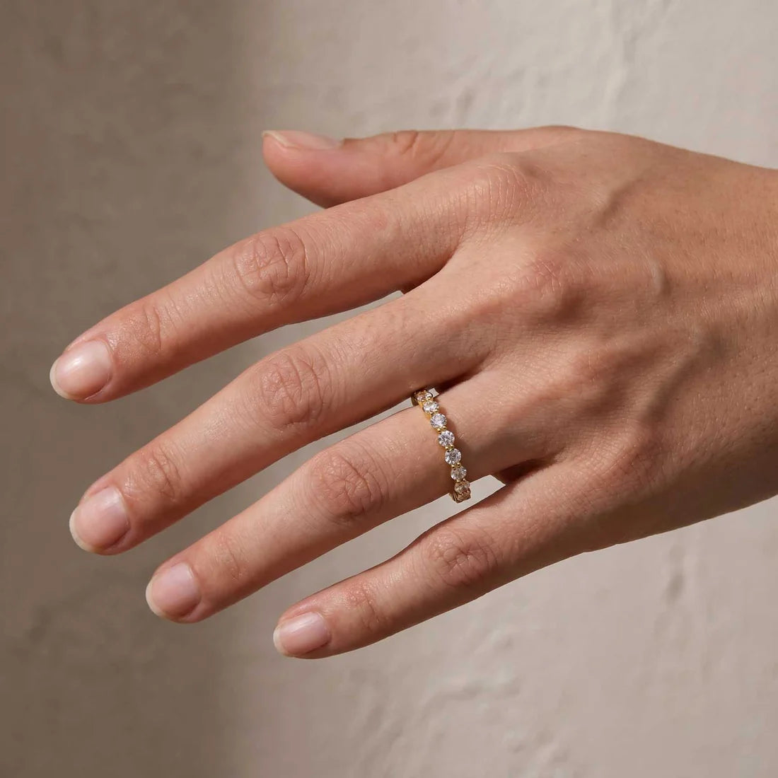 Moissanite Round Cut Eternity Wedding Band Ring