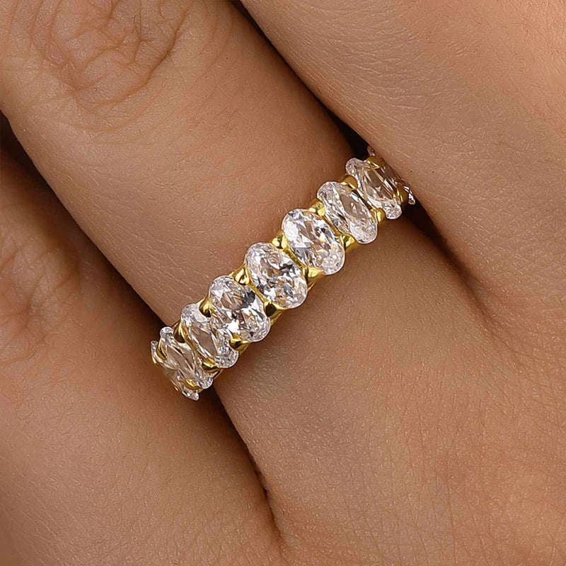 Oval Cut Half Eternity Wedding Ring
