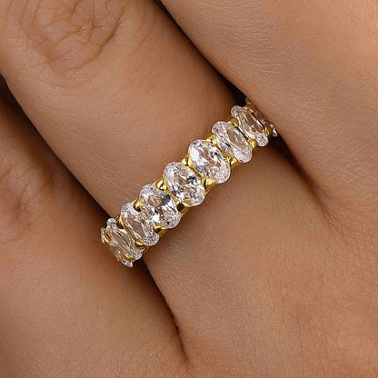 Oval Cut Half Eternity Wedding Ring