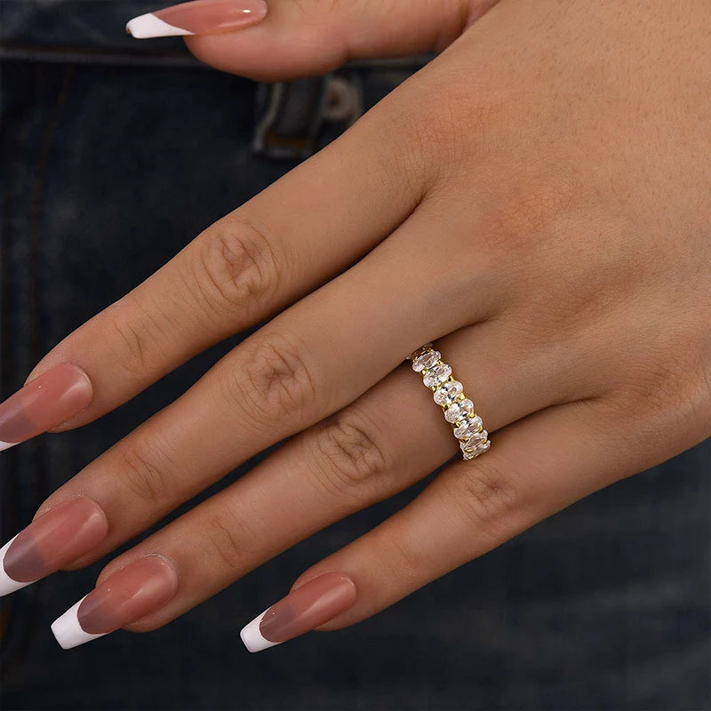 Oval Cut Half Eternity Wedding Ring