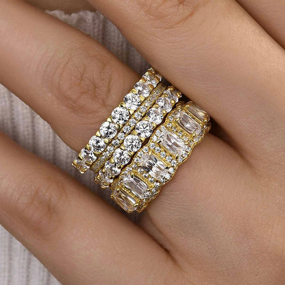 Cushion Cut 4PC Wedding Ring Set