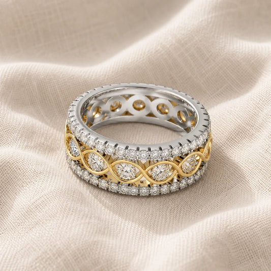 White Gold Double Row Zirconia Ring