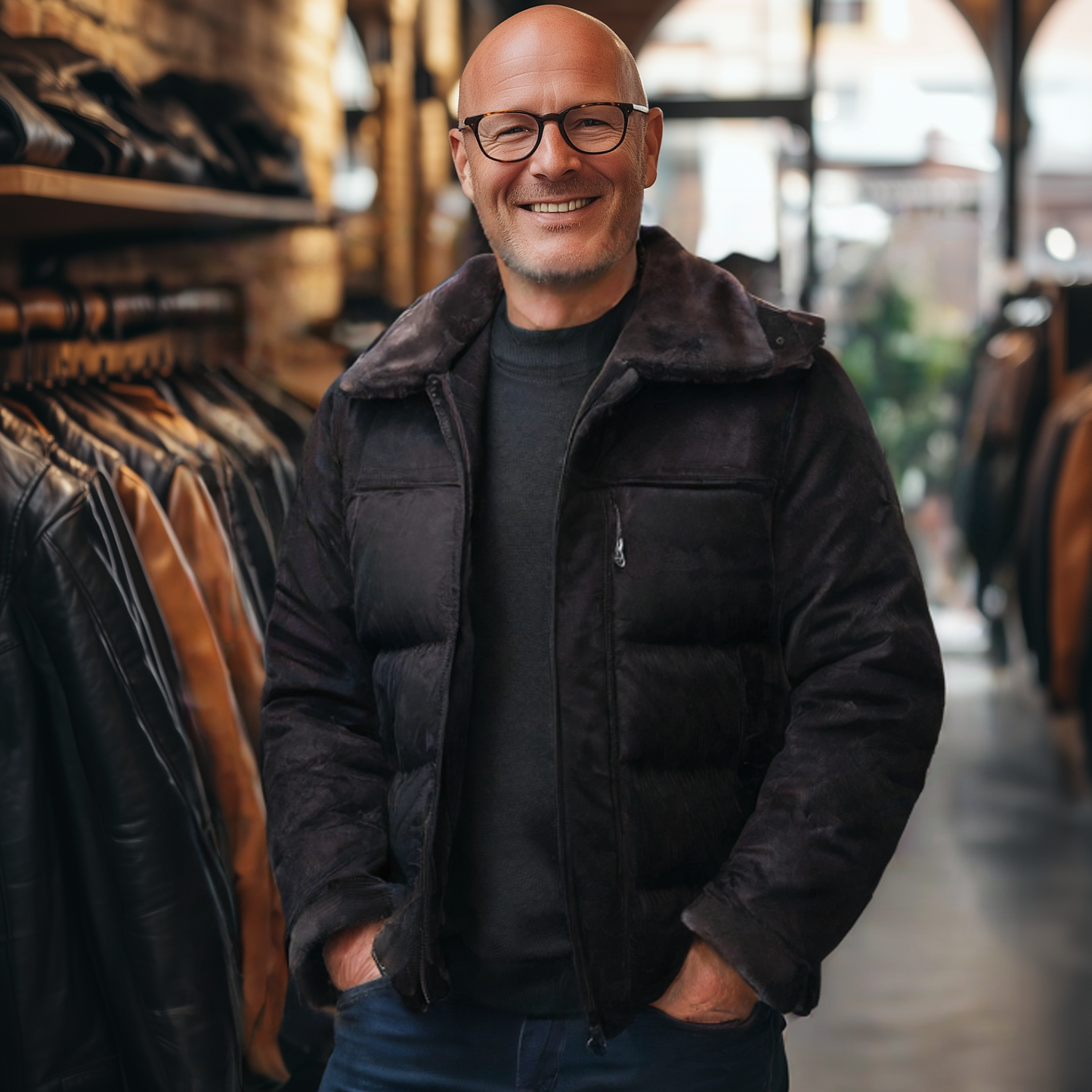 Puffer Cruiser - leather jacket in puffer coat style