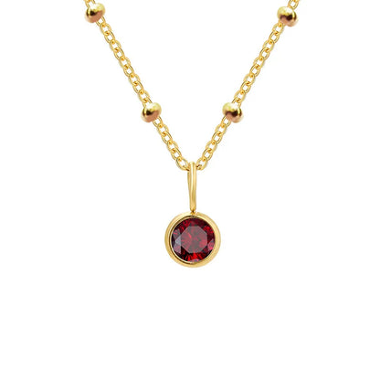 Dainty Birthstone Necklace with Beaded Chain