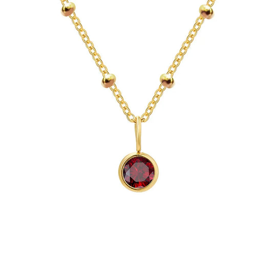 Dainty Birthstone Necklace with Beaded Chain
