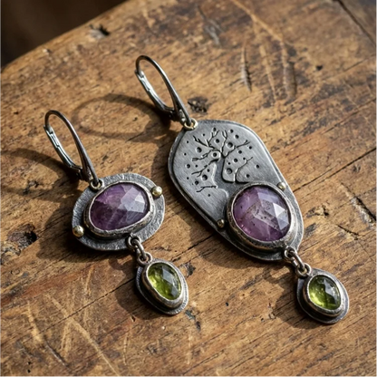 Vintage Irregular Purple Diamond Earrings