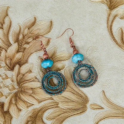 Vintage Bohemian Chic Geometric Round Drop Earrings
