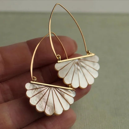Vintage Fan Pearl Drop Earrings