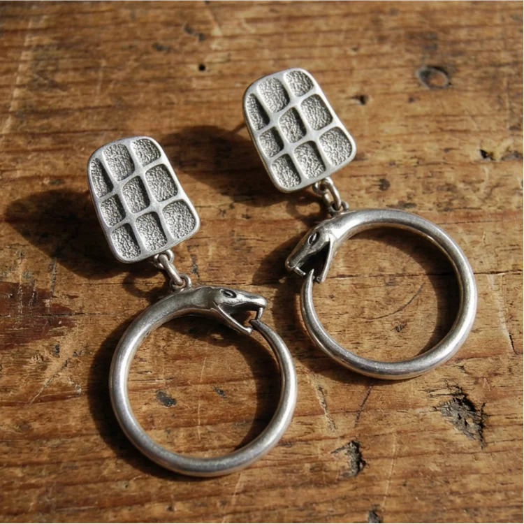 Vintage Silver Snake Earrings
