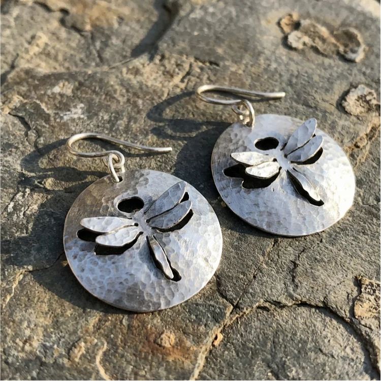 Vintage Circular Hollow Dragonfly Earrings