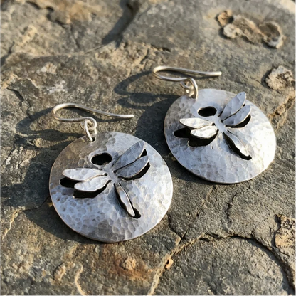 Vintage Circular Hollow Dragonfly Earrings