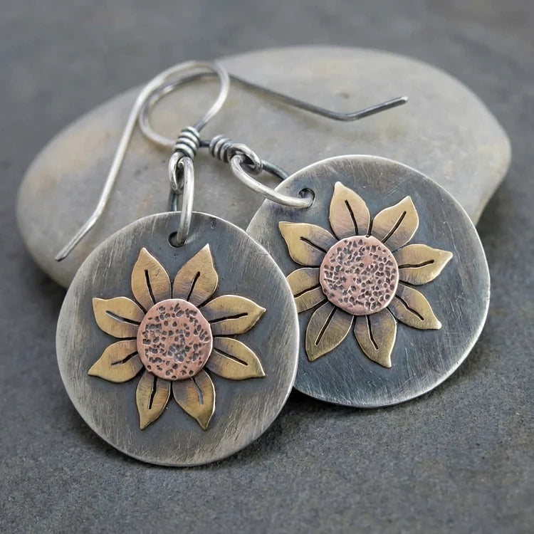 Vintage Rounded Sunflower Earrings