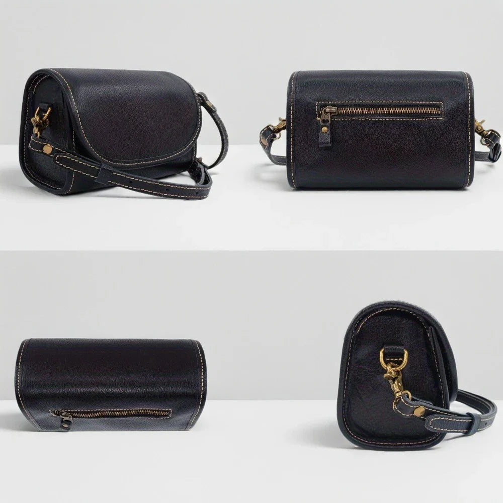 Vintage-Style Leather Crossbody Bag for Women