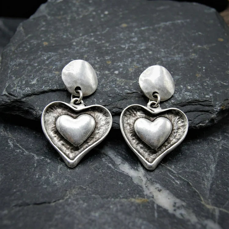 Vintage Silver Heart Earrings