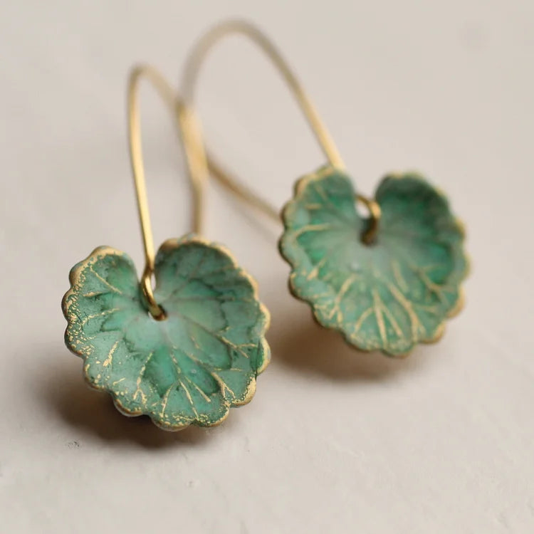Vintage Green Leaf Earrings