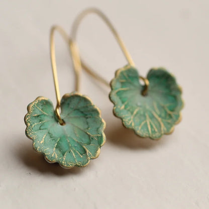 Vintage Green Leaf Earrings